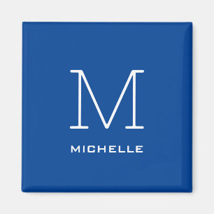 Monogram Initiaal naam Deep Blue Unique Minimalist Magneet