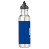 Monogram Initiaal naam Deep Blue Unique Minimalist Waterfles (Links)