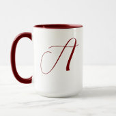 Monogram Initiaal Naam Deep Red White Wedding Gift Mok (Links)