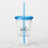 Monogram Initiaal Naam Dusty Blue Bedankt Flowergi Acryl Drinkbeker (Voorkant)