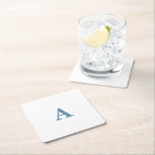 Monogram Initiaal Naam Dusty Blue White Simple 202 Kartonnen Onderzetters (Insitu)