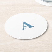 Monogram Initiaal Naam Dusty Blue White Simple Coo Ronde Kartonnen Onderzetter (Gebogen)
