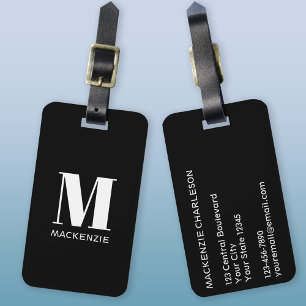 Monogram Initiaal Naam Eenvoudig Bagagelabel