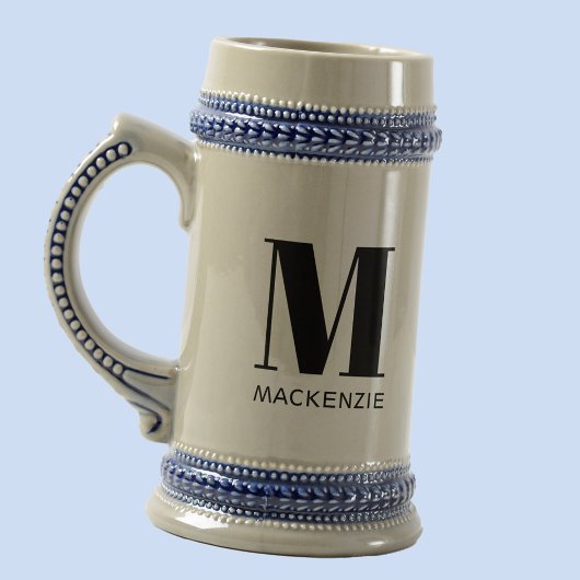 Monogram Initiaal Naam Eenvoudig Bierpul