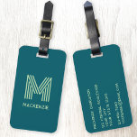 Monogram Initiaal Naam Eenvoudig Blauwgroen Pistac Bagagelabel<br><div class="desc">Verhoog uw reiservaring met deze moderne typografie minimalistisch monogram initiaal naamontwerp in pistache en blauwgroen groen dat kan worden gewijzigd om te personaliseren. Deze stijlvolle labels zorgen er niet alleen voor dat uw bagage opvalt op de carrousel, maar voegen ook een persoonlijk tintje toe aan uw reisbenodigdheden. Ontworpen voor eenvoudige...</div>