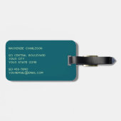 Monogram Initiaal Naam Eenvoudig Blauwgroen Pistac Bagagelabel (Achterkant horizontaal)