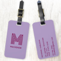 Monogram Initiaal Naam Eenvoudig Lila Kersen Roze
