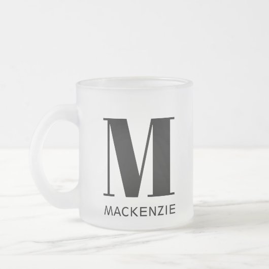 Monogram Initiaal Naam Eenvoudig Matglas Koffiemok (Links)