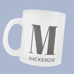 Monogram Initiaal Naam Eenvoudig Matglas Koffiemok<br><div class="desc">Moderne typografie minimalistisch monogram initiaal naamontwerp dat kan worden gewijzigd om te personaliseren.</div>