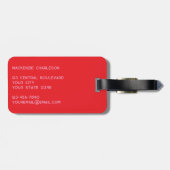 Monogram Initiaal Naam Eenvoudig Roze en Rood Bagagelabel (Achterkant horizontaal)