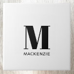 Monogram Initiaal Naam Eenvoudig Tegeltje<br><div class="desc">Moderne typografie minimalistisch monogram initiaal naamontwerp dat kan worden gewijzigd om te personaliseren.</div>