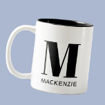 Monogram Initiaal Naam Eenvoudig Tweekleurige Koffiemok<br><div class="desc">Moderne typografie minimalistisch monogram initiaal naamontwerp dat kan worden gewijzigd om te personaliseren.</div>