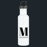 Monogram Initiaal Naam Eenvoudig Waterfles<br><div class="desc">Moderne typografie minimalistisch monogram initiaal naamontwerp dat kan worden gewijzigd om te personaliseren.</div>