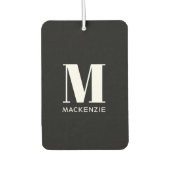 Monogram Initiaal Naam Eenvoudig Zwart en Wit Luchtverfrisser (Voorkant)