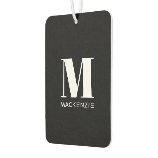 Monogram Initiaal Naam Eenvoudig Zwart en Wit Luchtverfrisser (Links)