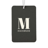 Monogram Initiaal Naam Eenvoudig Zwart en Wit Luchtverfrisser (Achterkant)