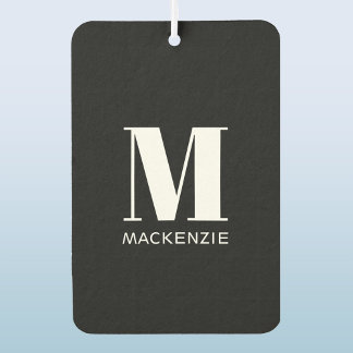 Monogram Initiaal Naam Eenvoudig Zwart en Wit Luchtverfrisser