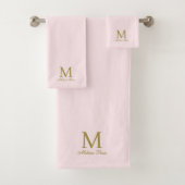 Monogram Initiaal naam Elegant Gold Blush Bad Handdoek (Insitu)