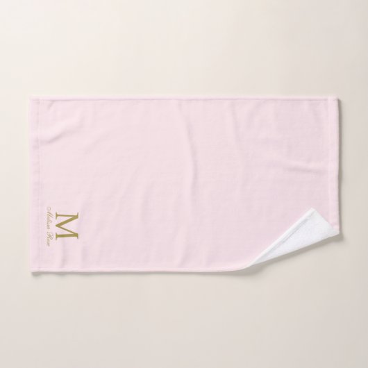 Monogram Initiaal naam Elegant Gold Blush Bad Handdoek (Handdoek)