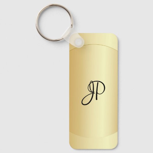 Monogram Initiaal naam Faux Gold Sleutelhanger (Voorkant)