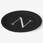 Monogram Initiaal Naam Gepersonaliseerd Zwart Wit Papieren Bordje (Gekanteld)