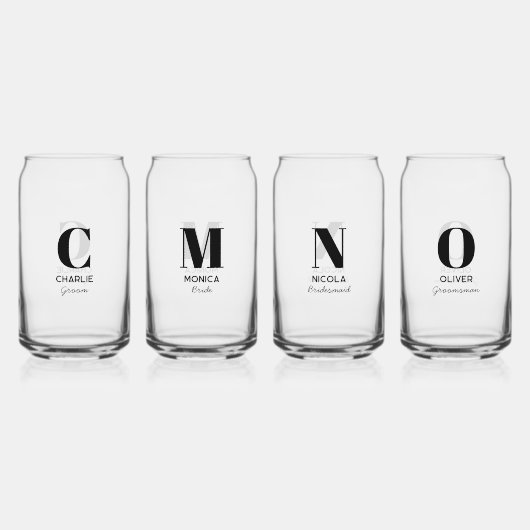 Monogram Initiaal naam gepersonaliseerde bruiloft Blikvorm Glas (Achterkant)