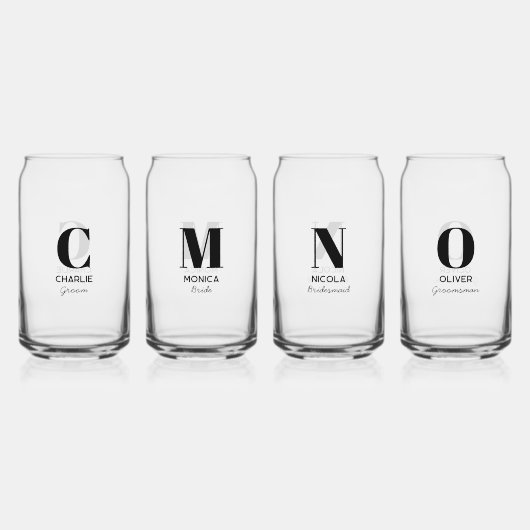 Monogram Initiaal naam gepersonaliseerde bruiloft Blikvorm Glas (Voorkant)