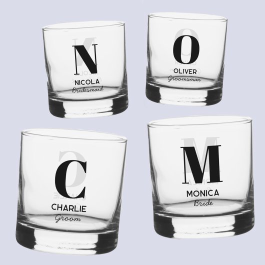 Monogram Initiaal naam gepersonaliseerde bruiloft Whisky Glas