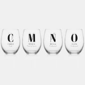 Monogram Initiaal naam gepersonaliseerde bruiloft Wijnglas Zonder Voet (Achterkant)