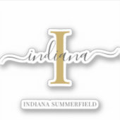 Monogram Initiaal Naam Goud Manuscript Aangepast Sticker (Voorkant)