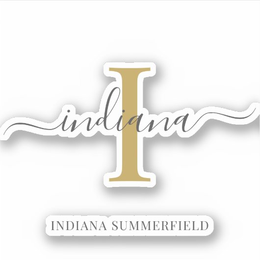 Monogram Initiaal Naam Goud Manuscript Aangepast Sticker (Voorkant)