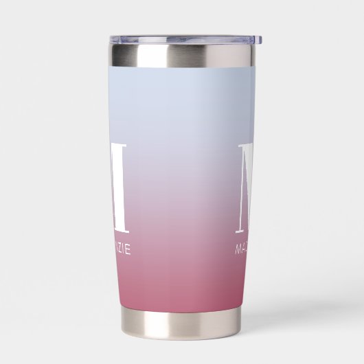 Monogram Initiaal naam gradiënt roze blauw Geïsoleerde Drinkbeker (Links)
