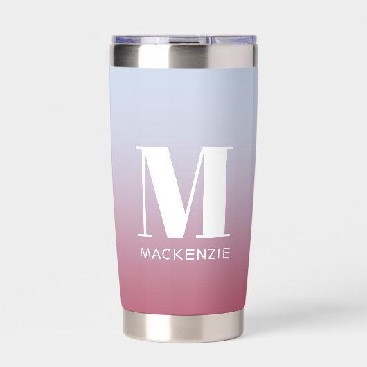 Monogram Initiaal naam gradiënt roze blauw Geïsoleerde Drinkbeker (Voorkant)