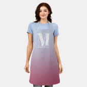 Monogram Initiaal naam gradiënt roze blauw Schort (Gedragen)