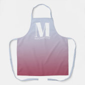 Monogram Initiaal naam gradiënt roze blauw Schort (Voorkant)