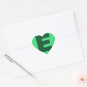 Monogram Initiaal naam groene letter alfabet e Hart Sticker (Envelop)