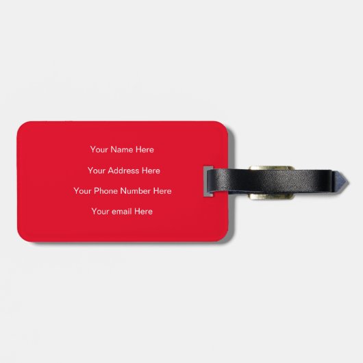 Monogram Initiaal Naam Kerstfeestdag Rood Wit Bagagelabel (Achterkant horizontaal)