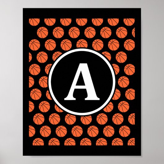 Monogram Initiaal Naam Letter A Sketll Patroon Spo Poster (Voorkant)