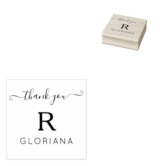 Monogram Initiaal naam Logo dank u bedrijf Rubberstempel (Gestempeld)