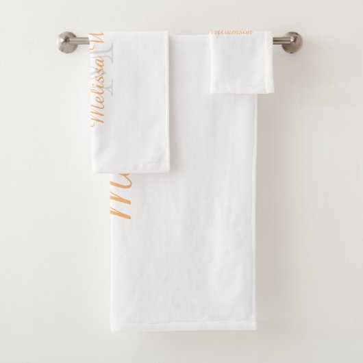 Monogram Initiaal Naam Manuscript Geel Goud Wit Bad Handdoek (Insitu)