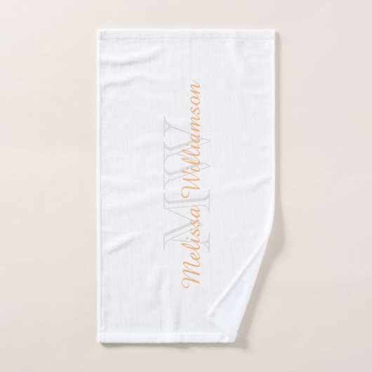 Monogram Initiaal Naam Manuscript Geel Goud Wit Bad Handdoek (Handdoek)