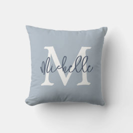 Monogram Initiaal Naam Manuscript Stusty Blue Kussen