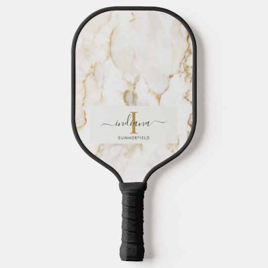 Monogram Initiaal Naam Marmer Script Pickleball Paddle (Achterkant)