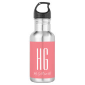 Monogram Initiaal Naam Modern Waterfles (Voorkant)