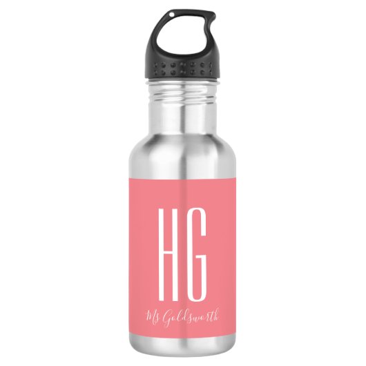 Monogram Initiaal Naam Modern Waterfles (Voorkant)
