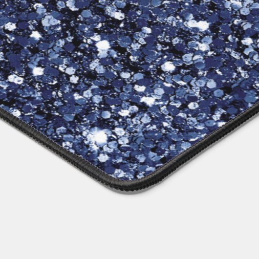 Monogram Initiaal naam Navy Glitter Bureaumat (Hoek)