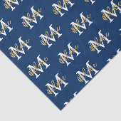 Monogram Initiaal Naam Navy White Gold Pattern Tissuepapier (Detail)