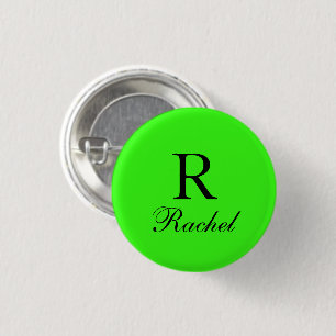 Monogram Initiaal Naam Neon Green Solid Color Cool Ronde Button 3,2 Cm