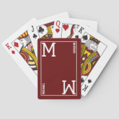 Monogram (initiaal & naam) op maat donkerrood pokerkaarten (Achterkant)