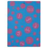 Monogram Initiaal Naam Paars Dot Blue Girly Klembord (Achterkant)